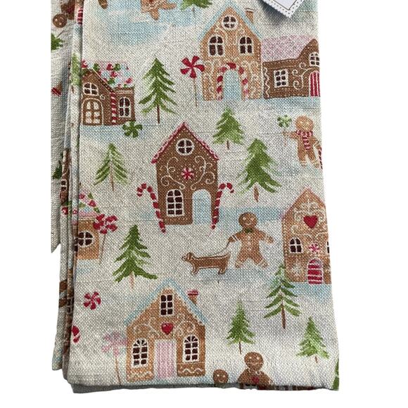 Set of 2 CUPCAKES & CASHMERE Oversized Gingerbread Kitchen Dish Towels NEW - Picture 5 of 10